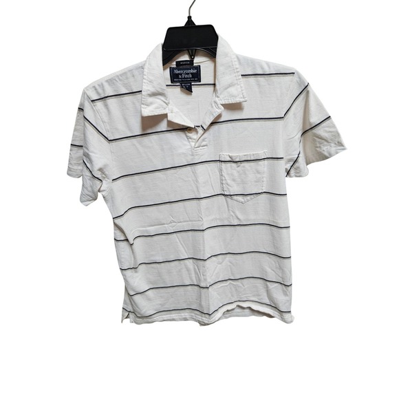 Abercrombie & Fitch Muscle Fit Polo Shirt Mens Striped Casual Top - Picture 1 of 3